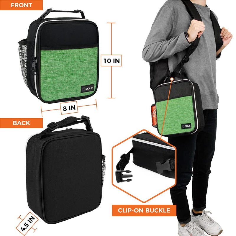 opux Premium Insulated Lunch Box, Soft School Lunch Bag for Kids Boys Girls, Leakproof Small Lunch Pail Men Women Work, Reusable Compact Cooler Tote Lunchbox for Office Adult, Heather Green - Image 3